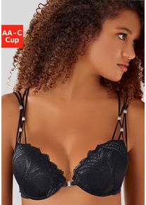 Nuance Damen Push-up-BH, Gr. 90, schwarz, Spitze, Obermaterial: 60% Polyamid, 35% Polyester, 5% Elasthan, sexy, BHs, mit Trägern in Bänderoptik und