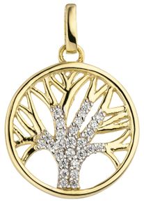 Jobo Damen Ketten-Anhänger "Anhänger Lebensbaum", Gelbgold 375, gelb, Gelbgold 375, Schmuckanhänger, 375 Gold bicolor mit 27 Zirkonia