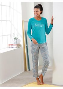 wäschepur WÄSCHEPUR Damen Schlafanzug, Gr. 36, blau, 50% Baumwolle, 50% Modal, Homewear-Sets