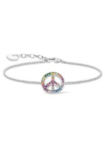 Thomas Sabo Damen Armband "Peace-Zeichen Silber geschwärzt, A2071-318-7-L19V", 19, Silber 925 (Sterlingsilber), silber, Silber 925 (Sterlingsilber),