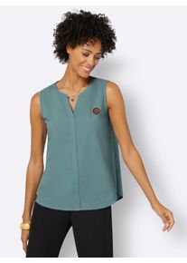 Casual Looks Damen Blusentop, grün, Gr. 38, unifarben, 100% Baumwolle, Blusen