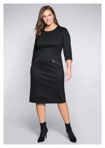 sheego Damen Etuikleid "Große Größen", schwarz, klassisch, Gr. 40, unifarben, Obermaterial: 70% Polyester, 25% Viskose, 5% Elasthan, Kleider, mit