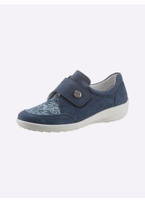 Classic Basics Damen Klettschuh, Gr. 41, blau, Nubukleder, Schuhe