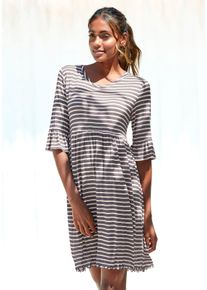 Vivance Dreams Damen Nachthemd, Gr. 32, bunt, Single Jersey, Obermaterial: 100% Viskose, gestreift, bedruckt, Basic, Kleider, mit Streifen und Volants
