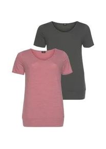 H.I.S. T-Shirt H.I.S Gr. 56/58, pink (anthrazit, pink, gestreift) Damen Shirts Kurzarm, figurumspielende Passform, aus elastischem Single-Jersey