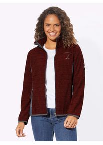 Casual Looks Damen Fleecejacke, rot, Gr. 38, unifarben, gemustert, mehrfarbig, 100% Polyester, Jacken
