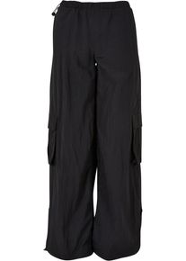 Urban Classics Damen Stoffhose "Urban Classics Damen Ladies Wide Crinkle Nylon Cargo Pants", schwarz, Gr. L, unifarben, 100% Polyamid, Hosen
