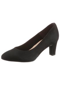 Tamaris Damen Pumps "DAENERYS", Gr. 38, schwarz, Textil, Veloursleder, klassisch, Schuhe, Abendschuh, Festtagsschuh, Trichterabsatz, in veganer