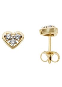 Firetti Damen Paar Ohrstecker "Schmuck Geschenk Gold 333 Ohrschmuck Herz", 0,15 ct P2 = erkennbare Einschlüsse, Gelbgold 333-Diamanten, gold,