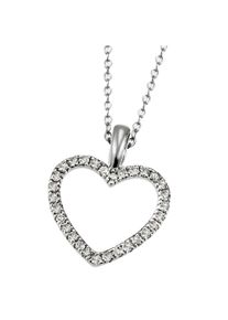 Firetti Damen Kette mit Anhänger "Schmuck Geschenk Gold 375 Gold 585 Halsschmuck Halskette Herz", 0,14 ct, Weißgold 585-Diamanten, L: 45cm B: 1mm,