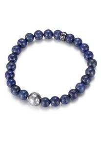Firetti Herren Perlenarmband "Schmuck Geschenk Armschmuck Armkette Perle", Edelstahl-Nylon, schwarz, Edelstahl, Nylon, Armbänder, mit Lapislazuli