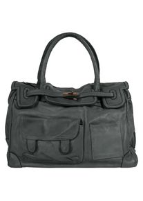 Samantha Look Damen Shopper, grau, Leder, unifarben, leicht glänzend, Taschen, echt Leder, Made in Italy