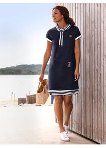 Casual Looks Damen Jerseykleid "Jersey-Kleid", blau, Gr. 36, unifarben, gemustert, gestreift, Jersey, Single Jersey, 100% Baumwolle, Kleider