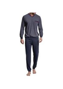 Götzburg Pyjama GÖTZBURG "Manhattan" Gr. 50, blau (navy) Herren Homewear-Sets mit praktischen Bündchen und Brusttasche