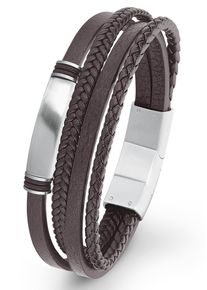 s.Oliver Herren ID Armband "2022621", Edelstahl-Leder, braun, Edelstahl, Leder, Armbänder