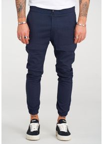 2Y Premium Herren Chinohose "ENRIKO", blau, casual, Gr. M, 62% Polyester, 35% Viskose, 3% Elasthan, Hosen, mit elastischem Bund