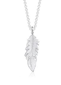 Elli Damen Kette mit Anhänger "Feder Anhänger Engel Gliederkette 925 Silber", 80, ohne Stein, Silber 925 (Sterlingsilber), L: 80cm, silber, Silber