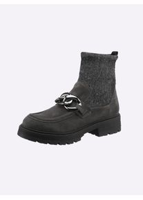 Heine Damen Stiefelette, Gr. 38, grau, Leder, Veloursleder, Textil, modisch, Schuhe