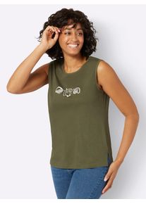 Casual Looks Damen Shirttop, grün, Gr. 36, unifarben, gemustert, 100% Baumwolle, Tops