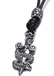 Firetti Herren Kette mit Anhänger "Schmuck Geschenk Sword", Edelstahl-Textil, L: 96cm, schwarz, Edelstahl, Textil, Halsketten