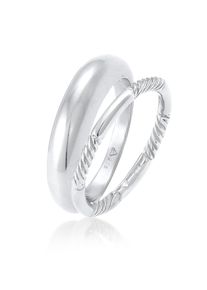 Elli Damen Ring-Set "Bandring Gedreht Basic Set (2 tlg) 925 Silber", 58mm, ohne Stein, Silber 925 (Sterlingsilber), silber, Silber 925