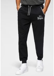 Lonsdale Herren Jogginghose "TWO TONES", schwarz, sportlich, Gr. S, unifarben, angeraute Sweatware, Obermaterial: 100% Baumwolle, Hosen