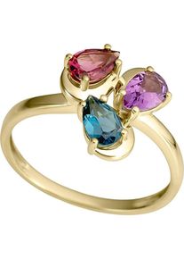 Firetti Damen Fingerring "Schmuck Geschenk Gold 333 Damenring Goldring Edelstein", 18, Gelbgold 333, 1,7mm, bunt, Gelbgold 333, Fingerringe, mit