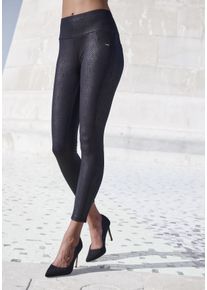 Lascana Damen Leggings, Gr. 32, schwarz, Jersey, Obermaterial: 95% Polyester, 5% Elasthan, bedruckt, modisch, Hosen, mit schimmerndem Alloverdruck