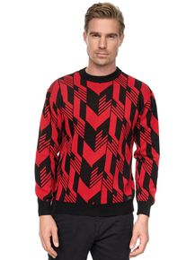 Rusty Neal Herren Strickpullover, schwarz, casual, Gr. S, mehrfarbig, 75% Polyacryl, 25% Baumwolle, Pullover, in zweifarbigem Design