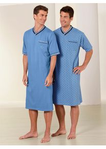 King´S Club KINGS CLUB Herren Nachthemd "Kurzarm-Nachthemden", Gr. 44, blau, 100% Baumwolle, unifarben, Kleider