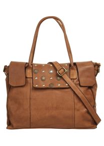 Samantha Look Damen Shopper, braun, Leder, vintage, Taschen, echt Leder, Made in Italy