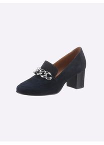 Heine Damen Pumps, Gr. 39, blau, Leder, Veloursleder, modisch, Schuhe