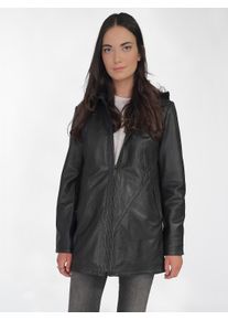 JCC Damen Lederjacke "3102220", schwarz, Gr. 36, Oberstoff: 100% Leder / Innenfutter: 100% Polyester / Ärmelfutter: 100% Polyester / Kapuze: 100%