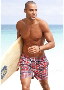 H.I.S. H.I.S Herren Badeshorts, rot, Gr. M, kariert, Microfaser, Polyester, Badehosen, mit Karodruck