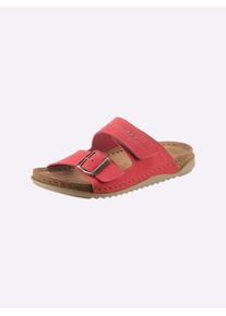 Fischer Damen Pantolette, Gr. 37, rot, Lederimitat, sportlich, Schuhe