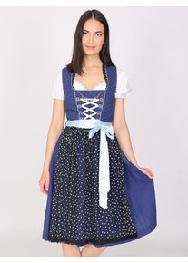 JCC Damen Dirndl "31023115", blau, Gr. 48, Obermaterial: 100% Baumwolle ; Futter: 100% Baumwolle ; Schürze: 100% Polyester; Acc.: 100% Metal, Kleider