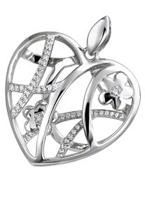 Jobo Damen Herz-Anhänger "Anhänger Herz mit Blumen", Silber 925 (Sterlingsilber), silber, Silber 925 (Sterlingsilber), Schmuckanhänger, 925 Silber