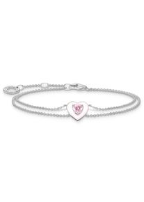 Thomas Sabo Damen Armband "Herz mit pinkem Stein, A2091-041-9-L19V", 19, Silber 925 (Sterlingsilber), bunt, Silber 925 (Sterlingsilber), Armbänder,