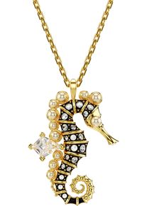 Swarovski Damen Kette mit Anhänger "Idyllia, Kristallperlen, Seepferdchen, 5690874", Metall-Perlen, L: 49cm, gold, Metall, Perlen, Halsketten, mit