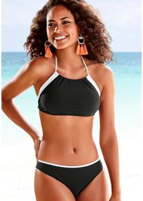 Lascana Damen Bustier-Bikini, schwarz-weiß, Gr. 34, unifarben, kontrastfarbene Details, Polyamid, Bikini-Sets, mit kontrastfarbener Einfassung