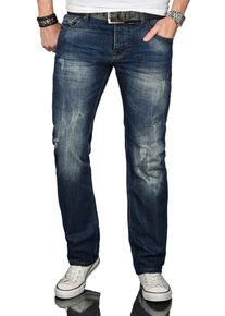 Herren Regular-fit-Jeans "ASJulio", blau, casual, Gr. 32, Alessandro Salvarini, Destroyed-Effekte, leichte Abriebeffekte, Denim/Jeans, Obermaterial: