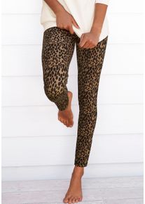 Buffalo Damen Leggings, Gr. 32, braun, Jersey, Obermaterial: 95% Baumwolle, 5% Elasthan, animal-print, feminin, Hosen, mit Leoprint