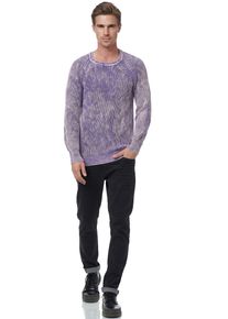Rusty Neal Herren Strickpullover, lila, casual, Gr. XXL, Batikmuster, unifarben, 50% Polyacryl, 50% Baumwolle, Pullover, im dezenten Batik-Design