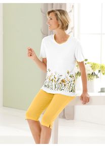 wäschepur WÄSCHEPUR Damen Capri-Pyjama, Gr. 52, gelb, 50% Baumwolle, 50% Modal, Homewear-Sets