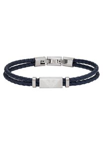 Emporio Armani Armband "EGS2995040", Edelstahl-Leder, blau, Edelstahl, Leder, Armbänder