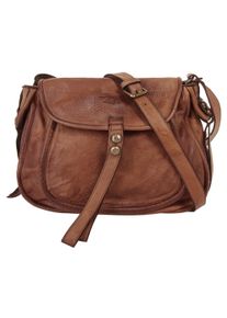 Samantha Look Damen Umhängetasche, braun, Leder, gepflegt, Taschen, echt Leder, Made in Italy