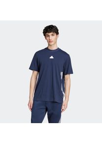 Herren T-Shirt "M FI 3S REG T", blau, sportlich, Gr. S, adidas Sportswear, Obermaterial: 100% Baumwolle, Shirts