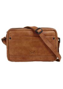 Sansibar Damen Umhängetasche, braun, Leder, unifarben, leicht glänzend, Taschen, echt Leder