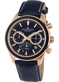 Jacques Lemans Herren Solaruhr "Eco Power Solar Apple, 1-2115E", blau, Armbanduhren, Armbanduhr, Herrenuhr, Datum, Stoppfunktion,