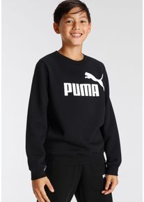 Puma Kinder Sweatshirt "ESS BIG LOGO CREW FL B", schwarz, sportlich, Gr. 152, bedruckt, Fleece, Obermaterial: 66% Baumwolle, 34% Polyester,